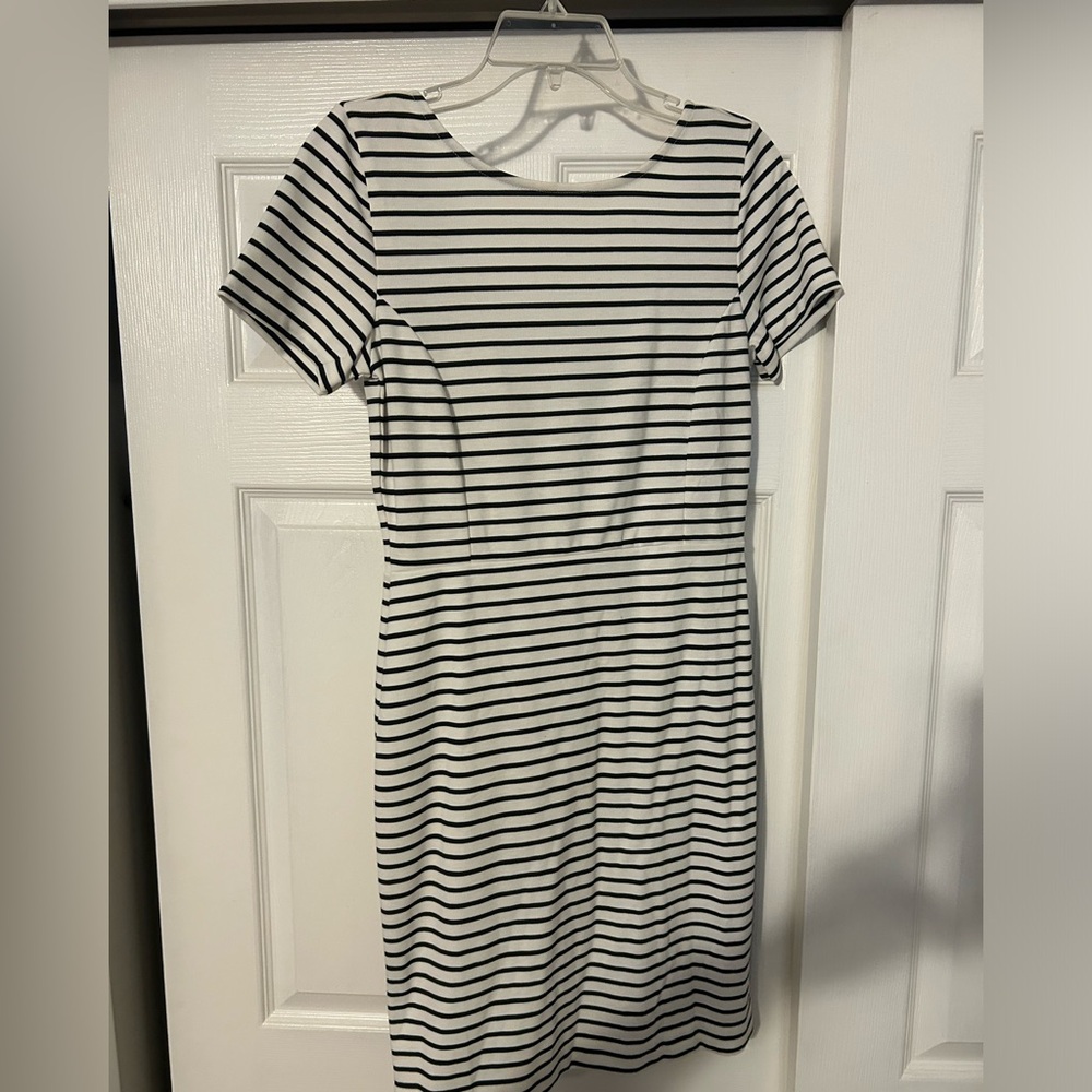 Classic Black and White Striped Dress